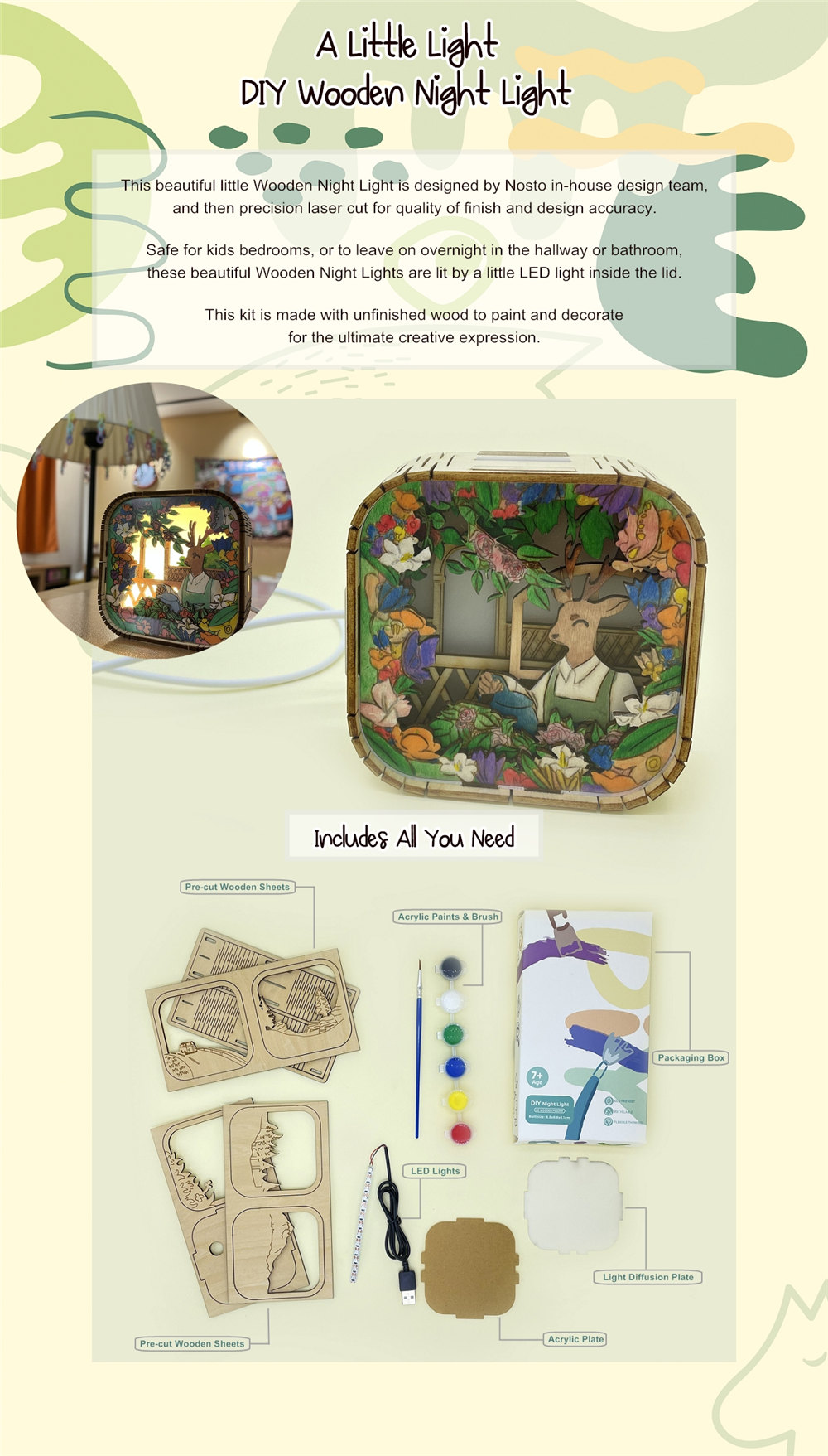 Creative DIY Night Light Ideas for Girls, 3D Puzzle Wood Craft Construction Kit-details4